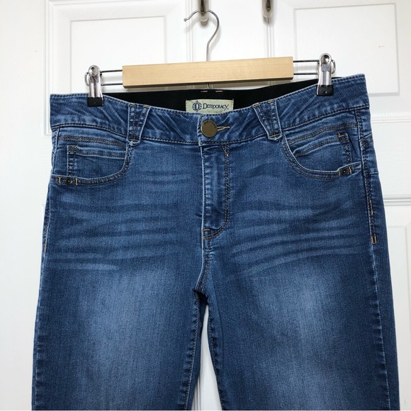 Democracy Stretchy Ab Technology Mid Rise Waistband Slimming Panel Blue Jeans 12 - Picture 3 of 16